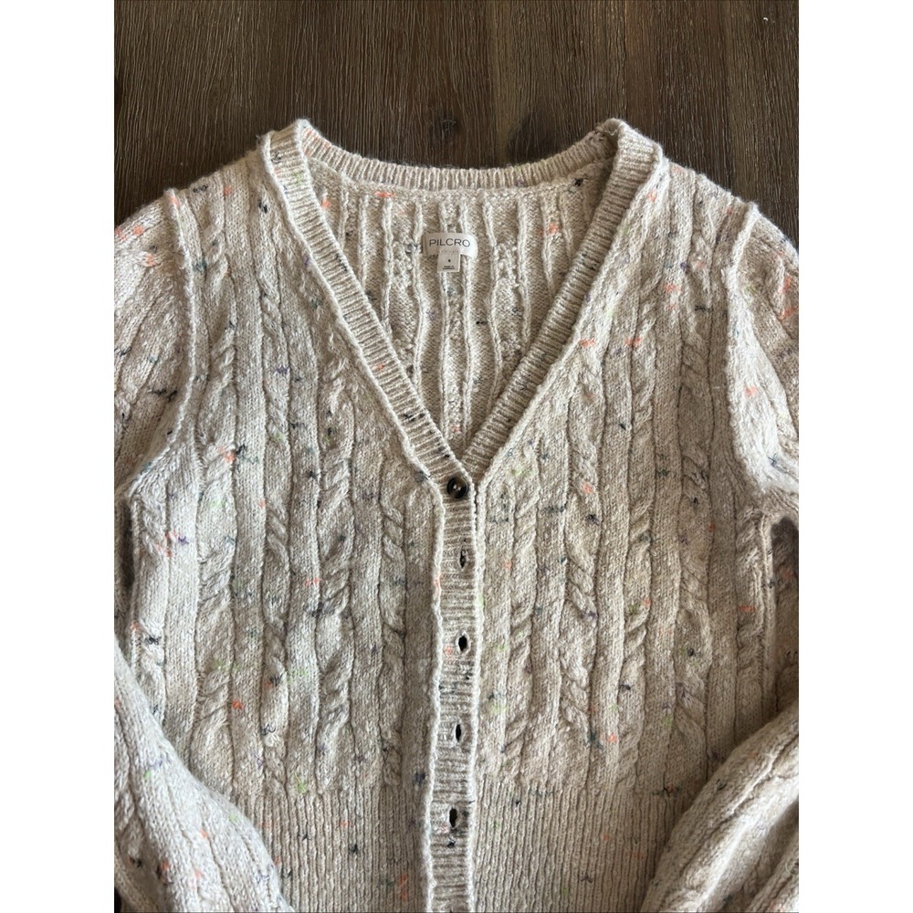 Anthropologie Sweater Women's Pilcro Cozy Confetti Button Cardigan Warm Grandma